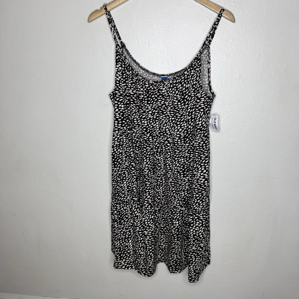 New Old Navy Sleeveless Tiered Black White Dot Mini Dress Womens Large